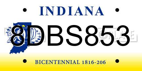 8DBS853 Indiana License Plate