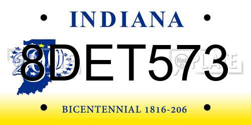 8DET573 Indiana License Plate