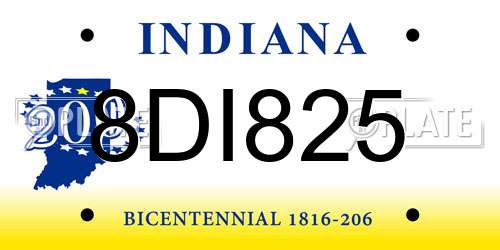 8DI825 Indiana License Plate