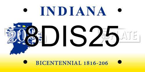 8DIS25 Indiana License Plate