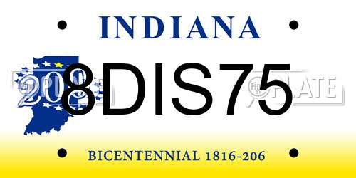 8DIS75 Indiana License Plate