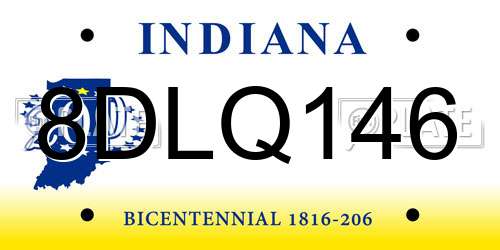 8DLQ146 Indiana License Plate