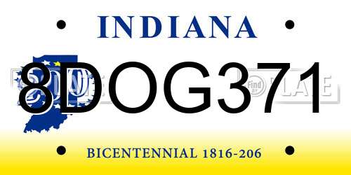 8DOG371 Indiana License Plate