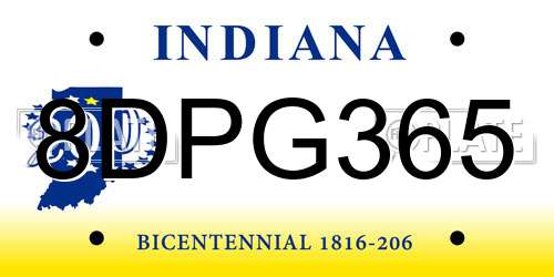 8DPG365 Indiana License Plate