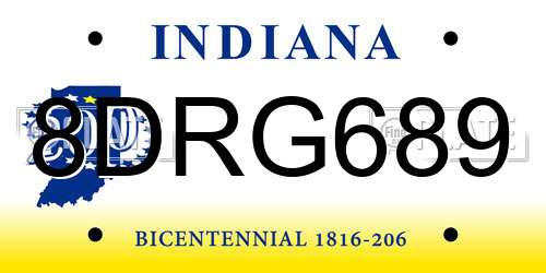 8DRG689 Indiana License Plate