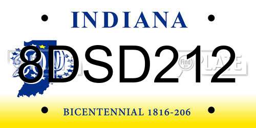 8DSD212 Indiana License Plate