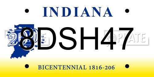 8DSH47 Indiana License Plate