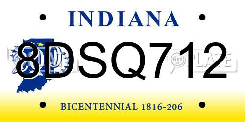 8DSQ712 Indiana License Plate
