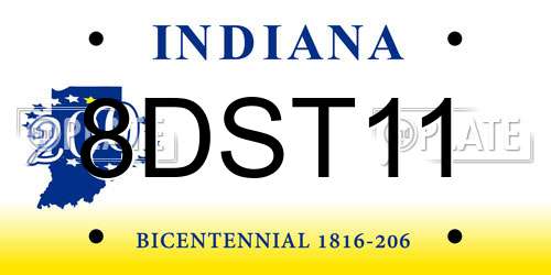 8DST11 Indiana License Plate