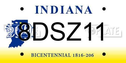 8DSZ11 Indiana License Plate
