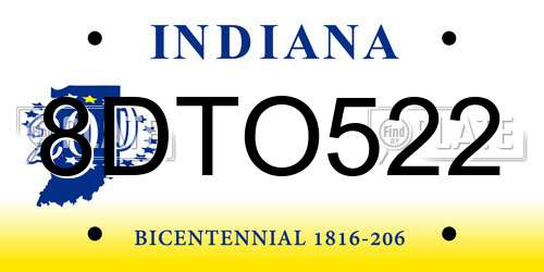 8DTO522 Indiana License Plate