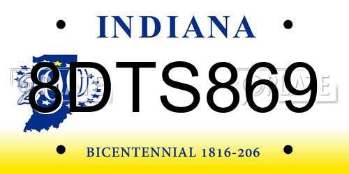 8DTS869 Indiana License Plate