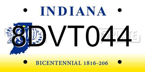 8DVT044 Indiana License Plate