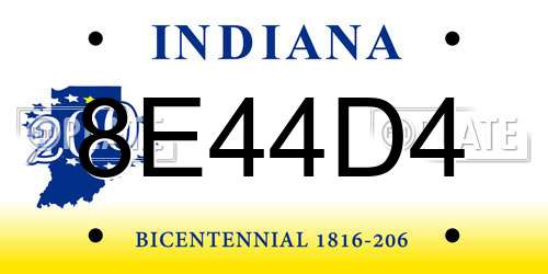8E44D4 Indiana License Plate