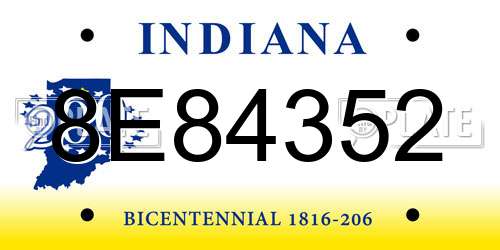 8E84352 Indiana License Plate