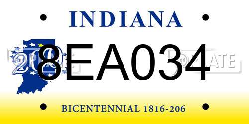 8EA034 Indiana License Plate