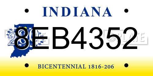 8EB4352 Indiana License Plate