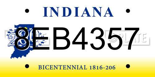 8EB4357 Indiana License Plate