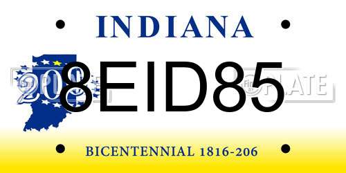 8EID85 Indiana License Plate
