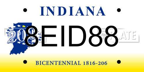 8EID88 Indiana License Plate