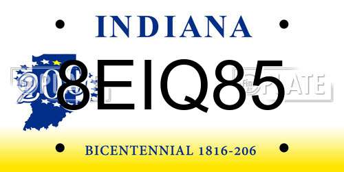 8EIQ85 Indiana License Plate