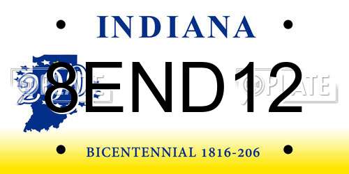 8END12 Indiana License Plate