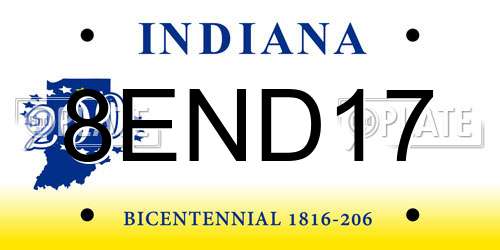 8END17 Indiana License Plate