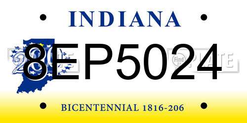 8EP5024 Indiana License Plate