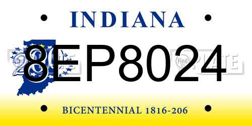 8EP8024 Indiana License Plate