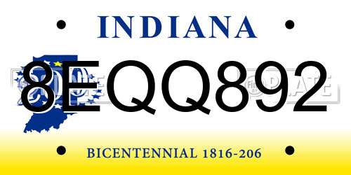8EQQ892 Indiana License Plate