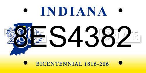 8ES4382 Indiana License Plate