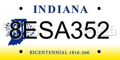 8ESA352 Indiana License Plate