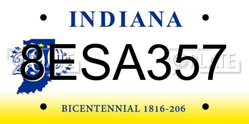 8ESA357 Indiana License Plate