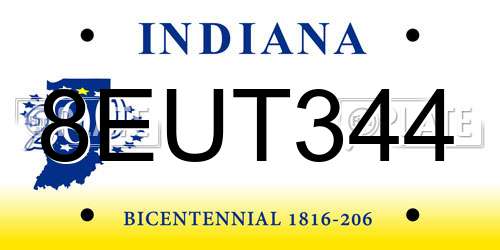 8EUT344 Indiana License Plate