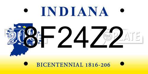 8F24Z2 Indiana License Plate