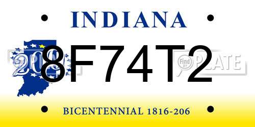8F74T2 Indiana License Plate