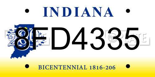 8FD4335 Indiana License Plate