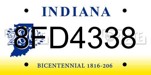 8FD4338 Indiana License Plate