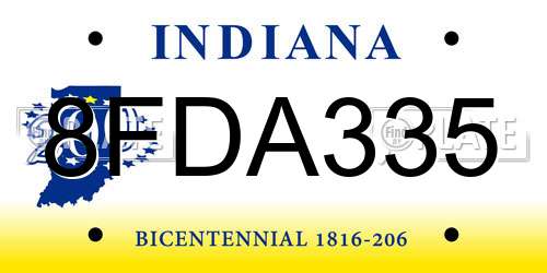 8FDA335 Indiana License Plate