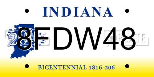 8FDW48 Indiana License Plate
