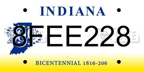 8FEE228 Indiana License Plate