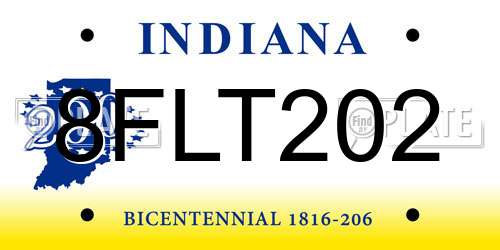 8FLT202 Indiana License Plate