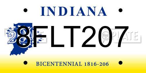 8FLT207 Indiana License Plate
