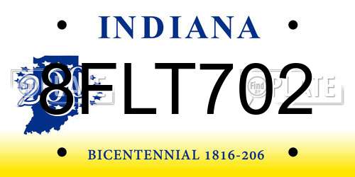 8FLT702 Indiana License Plate