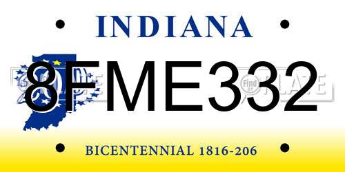 8FME332 Indiana License Plate
