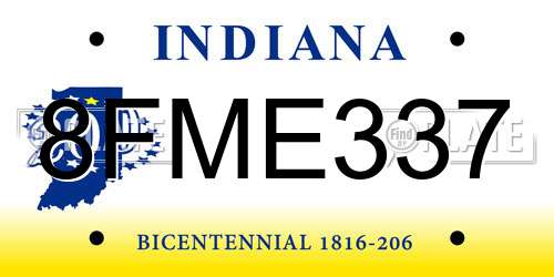 8FME337 Indiana License Plate