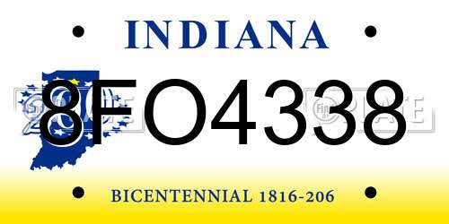 8FO4338 Indiana License Plate