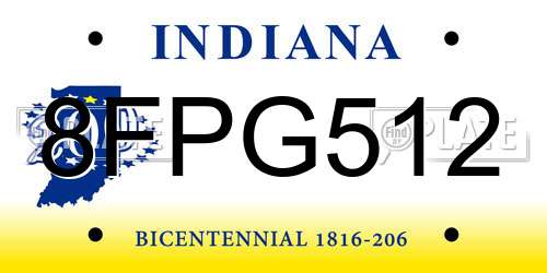 8FPG512 Indiana License Plate