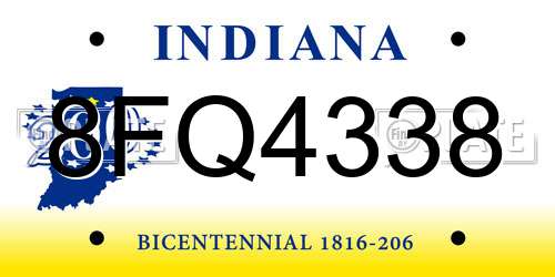 8FQ4338 Indiana License Plate