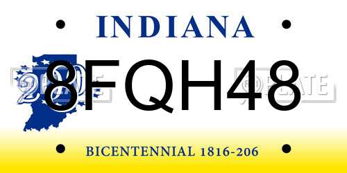 8FQH48 Indiana License Plate